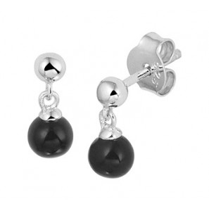 Zilver RH oorknop-hanger met onyx - 3181907