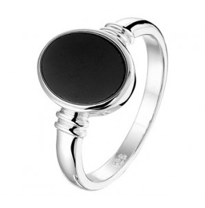 Zilver RH dames ring met onix mt. 16½ - 3181908