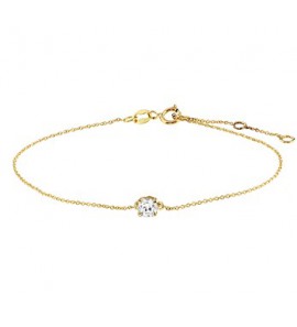 Goud anker armband 0.8 mm met ronde zirconia hanger 4,0 mm 16.5+1+1 cm - 3181920