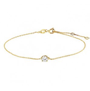 Goud anker armband 0.8 mm met ronde zirconia hanger 4,0 mm 16.5+1+1 cm - 3181920