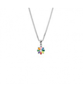 Zilveren collier kind RH gourmet met hangertje bloem/gekleurd emaille 36-40 cm - 3181770