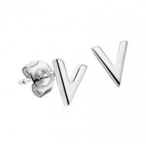 Zilver RH oorknop V-teken - 3181828