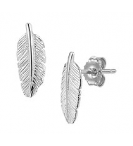 Zilver RH oorknop veertje - 3181832