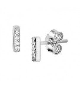 Zilveren oorknop RH staafje met zirconia - 3181834