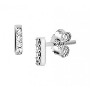 Zilveren oorknop RH staafje met zirconia - 3181834