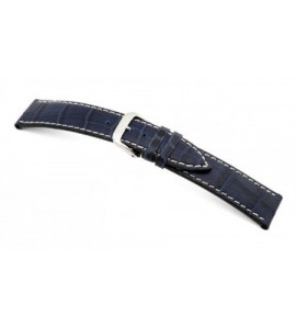 Happel Lederband Saboga 18 mm marineblauw met Alligator print - 3182120