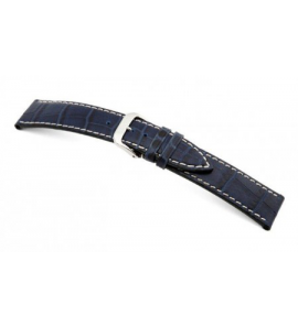 Happel Lederband Saboga 20 mm marineblauw met Alligator print - 3182136