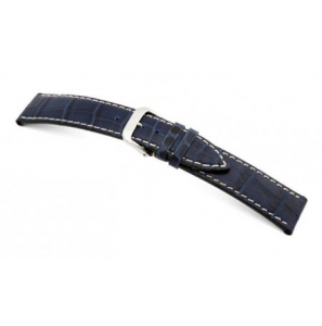 Happel Lederband Saboga 20 mm marineblauw met Alligator print - 3182136