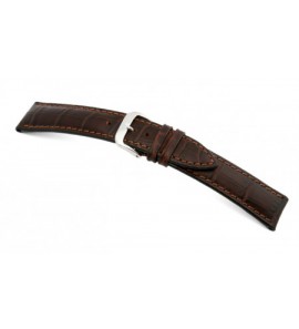 Happel Lederband Jackson 20 mm mokka met Alligator print - 3182221