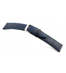 Happel Lederband Tampa 20 mm marine blauw met Alligator print - 3182231