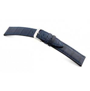 Happel Lederband Tampa 20 mm marine blauw met Alligator print - 3182231