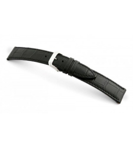 Happel Lederband Tampa 18 mm zwart met Alligator print - 3182244