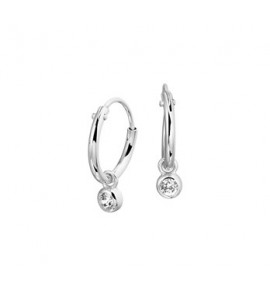 Zilver RH creolen 11x1.3mm met hanger zikonia 3.3mm. - 3182701