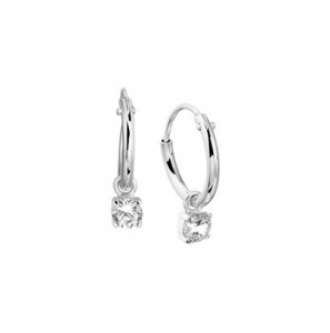Zilver RH creolen 11x1.3mm met hanger zikonia 3.5mm. - 3182702