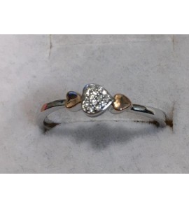 ID dames ring met roze hartjes diam. 0.03 mt. 18¼ - 3190265