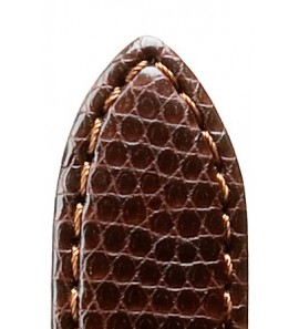 Di-modell leren band briljant 19 mm donkerbruin met modieuze hagedis print, genaaid - 3190737