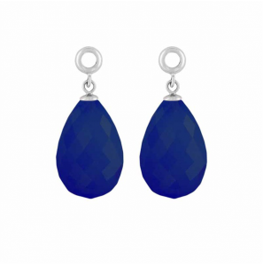 MY iMenso pair of pandent for creoli Cat&#39;s Eye "ocean blue" feceted (glass comp.) - 3190914
