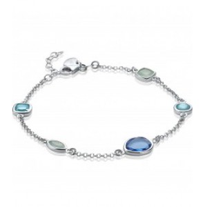 ZINZI  zlv. armband met blauwe tinten stenen - 3190944