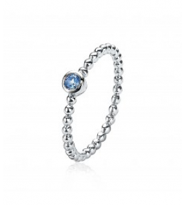 ZINZI zlv. aanschuifring bolletjes en blauwe zirc. mt. 56 - 3190971
