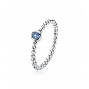 ZINZI zlv. aanschuifring bolletjes en blauwe zirc. mt. 56 - 3190971