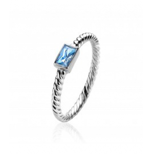 ZINZI zlv. aanschuifring blauwe baquette zirc. mt. 56 - 3190972