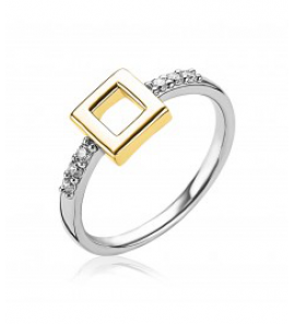 Zinzi zlv. ring geel vierkant open en zirconia's mt. 58 - 3191156