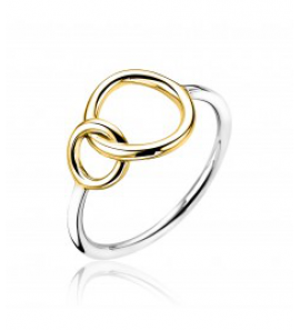 ZINZI zlv. ring geelgoud verguld met 2 ronde vormen in elkaar mt. 54 (3 maanden garantie op plating) - 3191177
