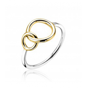 ZINZI zlv. ring geelgoud verguld met 2 ronde vormen in elkaar mt. 54 (3 maanden garantie op plating) - 3191177