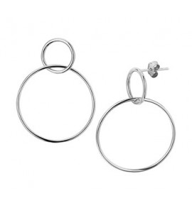 Zilver RH oorsteker/hanger dubbel rond - 3191262