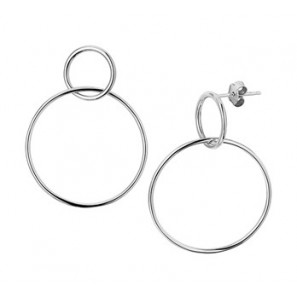 Zilver RH oorsteker/hanger dubbel rond - 3191262