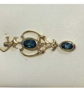 Goud hanger met blauw topaas - 3191385