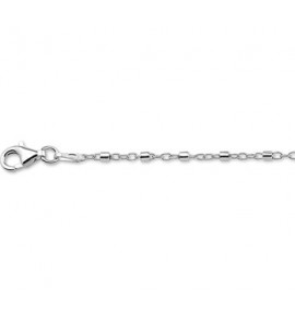 Zilver enkelbandje anker buisjes 24 + 2 cm - 3191322