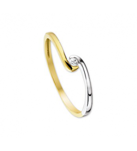 Goud bicolour dames slag ring met zirkonia - 3191751
