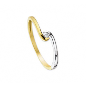 Goud bicolour dames slag ring met zirkonia - 3191751