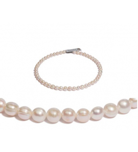 Di-Perle zoetwaterparel lichtrond barock wit 9-10 mm 45 cm - 3191855