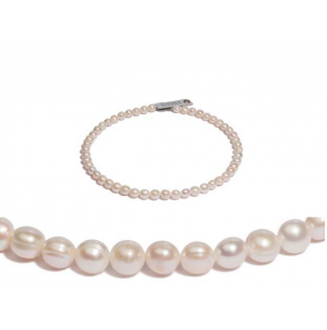 Di-Perle zoetwaterparel lichtrond barock wit 9-10 mm 45 cm - 3191855