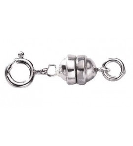 Zilver magneet sluiting 6.5 mm met veerring - 3192017