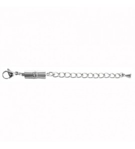 Zilver magneet sluiting met cart.haak en verlengketting  9 cm - 3192015