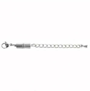Zilver magneet sluiting met cart.haak en verlengketting  9 cm - 3192015