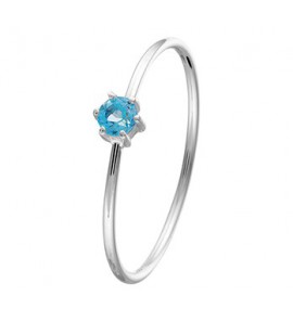 Goud wit dames ring met blauw topaas 3 mm mt. 17 - 3192381