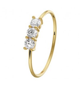 Goud dames ring met 3x zirkonia&#39;s 3 mm mt. 17 - 3192384