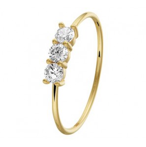 Goud dames ring met 3x zirkonia&#39;s 3 mm mt. 17 - 3192384