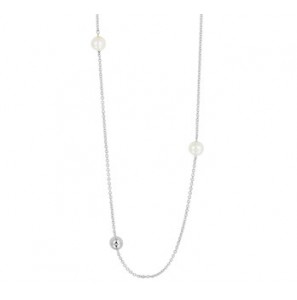Zilver anker collier 1.5 mm met zoetwaterparels van 7mm en bolletjes 6mm 80 cm - 3192484