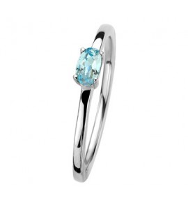 Zilver RH dames ring met Swiss blauw topaas mt. 17.25 - 3192514