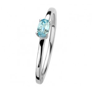 Zilver RH dames ring met Swiss blauw topaas mt. 17.75 - 3192515