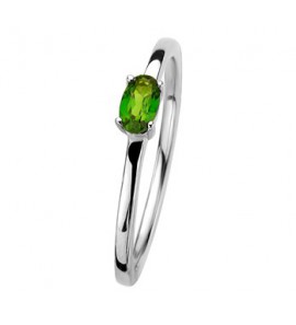 Zilver RH dames ring met chrome diopsiet mt. 16 - 3192524