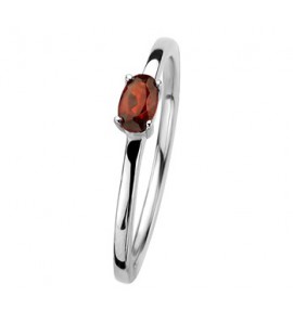 Zilver RH dames ring met granaat mt. 16.5 - 3192529