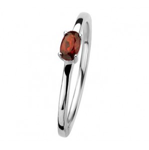 Zilver RH dames ring met granaat mt. 16 - 3192528