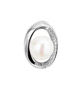 Zilver RH hanger zirkonia en zw-parel 7.5 mm - 3192539