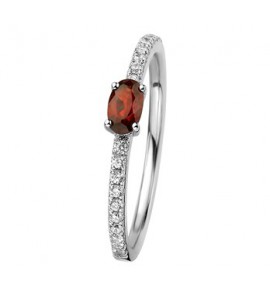 Zilver RH dames ring met zirkonia en granaat mt. 16.5 - 3192505